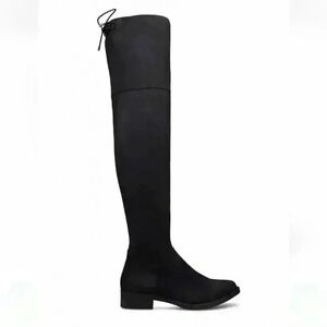 Women's Shoe Dazzle Kiera Flat Black Thigh High Over The Knee Boot Size 8.5 $80